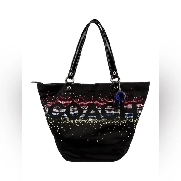 Coach Holiday Poppy Tote with Multicolor Bling Rivets LIMITED EDITION - Picture 1 of 16